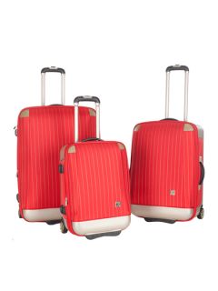 Red Stripe Oneonta Luggage Set (3 PC) by Lotus Luggage