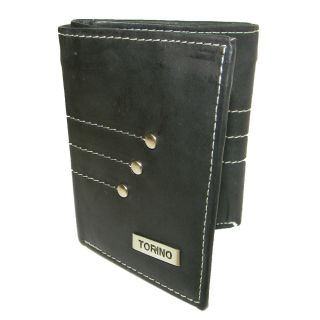 Torino Black Cowhide Leather Tri fold Wallet