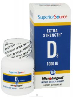 Superior Source   Vitamin D3 Extra Strength Instant Dissolve 1000 IU   100 Tablets