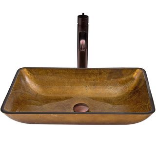 Vigo Rectangular Copper Glass Vessel Sink And Seville Faucet Set In Oil Rubbed Bronze