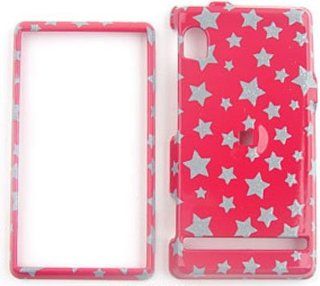 Motorola Droid A855 Glitter Stars on Hot Pink Hard Case/Cover/Faceplate/Snap On/Housing/Protector Cell Phones & Accessories