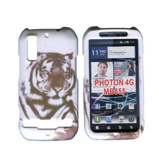 Tiger on White Motorola Electrify, Photon 4G MB855 Case Cover Phone Snap on Cover Case Faceplates Cell Phones & Accessories