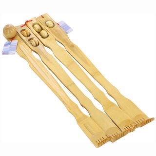Bamboo Wood 20 inch Therapeutic Back Scratcher With Massage Rollers