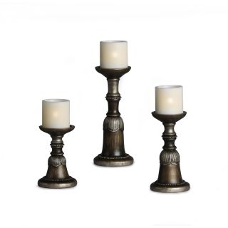 Elements Acanthus Leaf Resin Candle Holders (set Of 3)