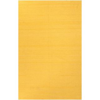 Handmade Solid Pattern Yellow/ Gold Wool Rug (8 X 10)