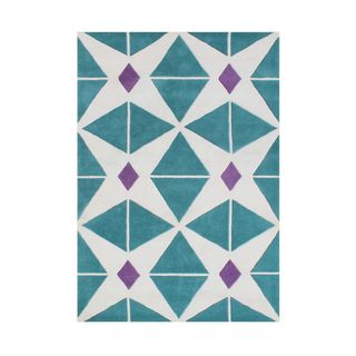 Alliyah Handmade Sea Blue Wool Rug (5 X 8)