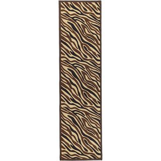 Animal Print Zebra Brown Non skid Runner Rug (18 X 411)