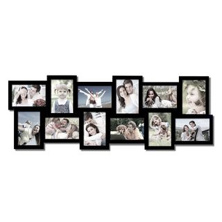 Adeco Adeco 12 opening Black Wooden Wall Hanging Collage Photo Frames Black Size 4x6