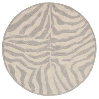 Tufted Animal Print Taupe/silver Round Rug (3 X 3)