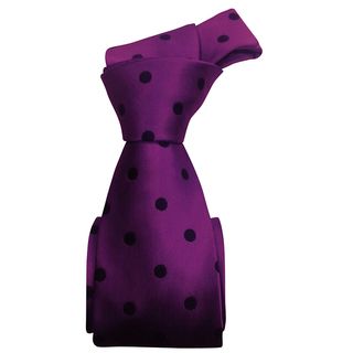 Dmitry Mens Purple Polka Dot Patterned Italian Silk Tie