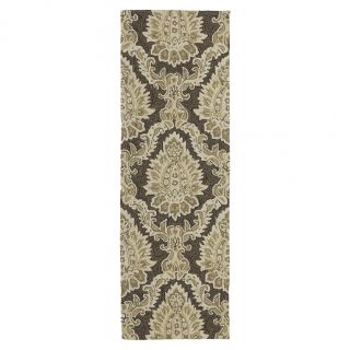 Indoor/ Outdoor Fiesta Chocolate Damask Rug (2 X 6)