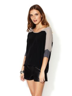 Colorblock Dolman Silk Blouse by Gold Hawk