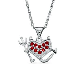 Lab Created Ruby and Diamond Accent Lil Devil Heart Pendant in