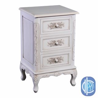 International Caravan International Caravan Windsor Hand carved Hardwood Three drawer End Table Off White Size 3 drawer