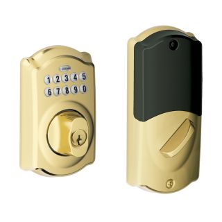 Schlage Nexia Home Intelligence Bright Brass Residential 6 Cylinder Electronic Entry Door Deadbolt with Keypad