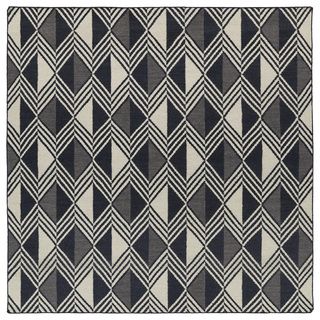 Flatweave Tribeca Black Diamonds Wool Rug (8 Square)