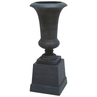 Black Fiber Stone Urn With Minimal Detailing   Set Of 2