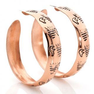 Chaco Canyon Southwest Hand Stamped Copper Hoop Earrings