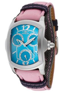 Invicta 12278  Watches,Womens Lupah Blue Dial Light Pink & Grey Canvas Cuff, Casual Invicta Quartz Watches