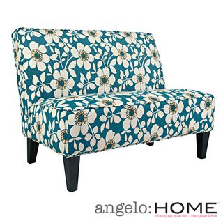 Angelohome Dover Juniper Dusk Blue Modern Flower Settee