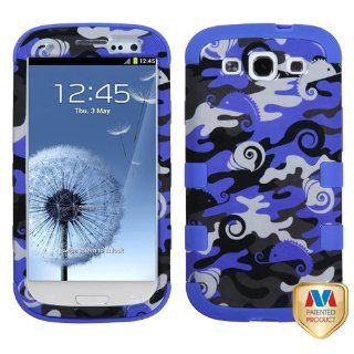 Dual Layer Plastic Silicone Tuff Blue Swamp Camouflage On Violet Blue Hard Cover Snap On Case For Samsung Galaxy S3 III i9300 i747 (StopAndAccessorize) Cell Phones & Accessories