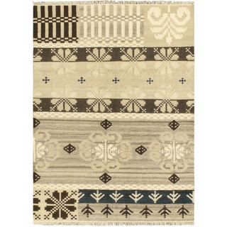 58x710 Hand Woven Istanbul Yama Kilim Cream Wool Rug