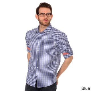 Filthy Etiquette Filthy Etiquette Mens Slim Fit Gingham Plaid And Chambray Shirt Blue Size S