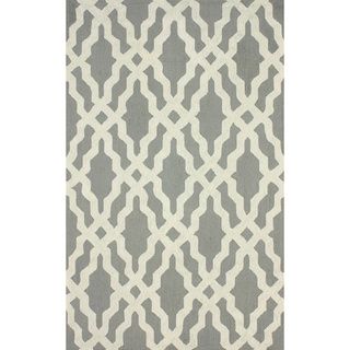 Nuloom Hand hooked Grey/ Off white Wool blend Rug (6 X 9)