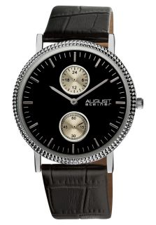 August Steiner AS8048BK  Watches,Mens Black Dial Black Leather, Casual August Steiner Quartz Watches