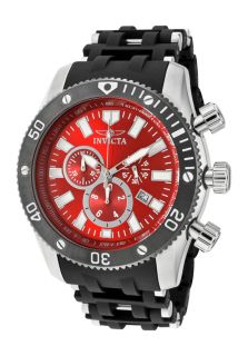 Invicta 10244  Watches,Mens Sea Spider Chronograph Red Dial Black Polyurethane & Stainless Steel, Chronograph Invicta Quartz Watches