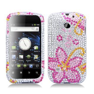 Aimo Wireless HWM865PCDI153 Bling Brilliance Premium Grade Diamond Case for Huawei Ascend 2 M865   Retail Packaging   Pink Flowers Cell Phones & Accessories