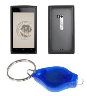 Clear / Black TPU Hybrid Hard Case + ATOM LED Keychain Light for Nokia Lumia 900 (AT&T) Cell Phones & Accessories