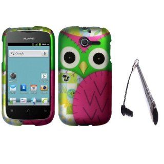 Combo 2 packs, Snap On Hard Crystal Protector Cover Case For Huawei Ascend Y M866   Owl + Stylus Pen Cell Phones & Accessories