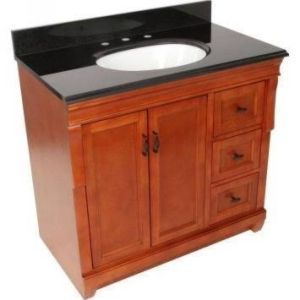 Foremost NACABKR3722 Warm Cinnamon Naples 37 Vanity with Right Drawers & Granit