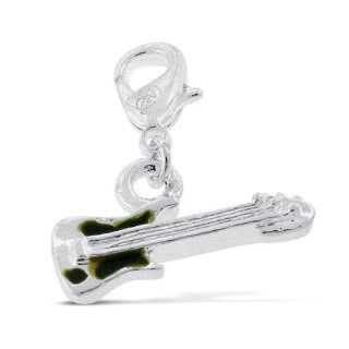 Addicting Charms 3d Electric Guitar with Enamel Accent Charm for Bracelet or Pendant Necklace with Lobster Clasp Jewelry