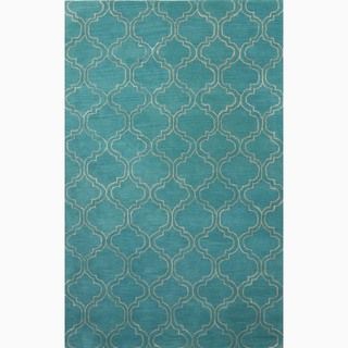 Handmade Blue/ Ivory Wool/ Art Silk Durable Rug (36 X 56)