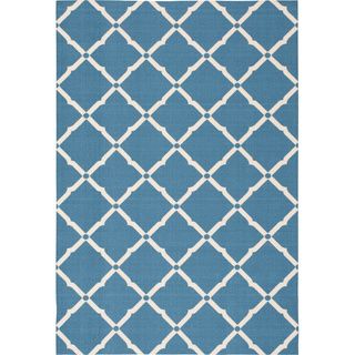 Nourison Navy And Ivory Geometric Diamonds Indoor/outdoor Area Rug (43 X 63)