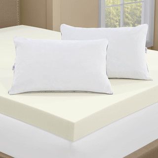 Serta 4 inch Memory Foam Mattress Topper With 2 Memory Foam Pillows