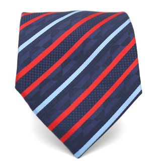 Ferrecci Slim Red   Blue Classic Striped Necktie With Matching Handkerchief   Tie Set