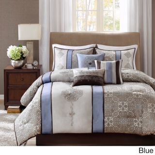 Madison Park Madison Park Trenton 7 piece Comforter Set Blue Size Queen