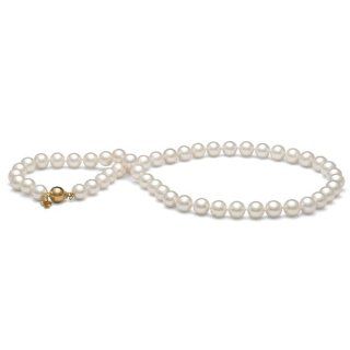 8.5 9.0 mm, White "Freshadama" Freshwater Pearl Necklace, 18 inch, 14k White Gold Clasp Jewelry
