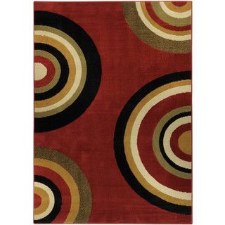 Ephesus Collection Geometric Circles Red Contemporary Area Rug (410 X 610)