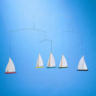 Flensted Mobiles Dinghy Regatta Mobile with Five Ships f027