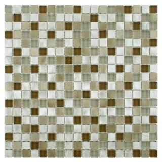 Somertile Fuse Mini 11.875x11.875 Lorraine Brushed Aluminum And Glass Mosaic Wall Tile (pack Of 10)