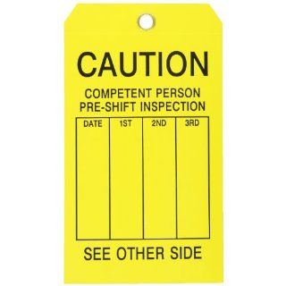 Brady 86629 4" Width x 7" Height, B 851 Economy Polyester, Black on Yellow Scaffolding Tag, Header "Caution", Pack of 10 Industrial Warning Signs