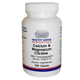 Healthy Aging Nutraceuticals Calcium & Magnesium Citrates W/ Hydroxyapatite, Boron, Vitamin K 250 Tablets Health & Personal Care