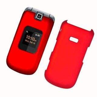 Red Rubberized Coating Hard Plastic Case Cover for Samsung M260 Factor Cell Phones & Accessories
