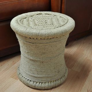 All Natural 17 inch Wrapped Jute Ottoman / Stool