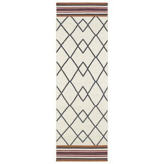 Flatweave Tribeca Ziggy Grey Wool Rug (26 X 8)