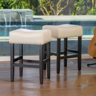 Christopher Knight Home Lisette Backless Ivory Leather Counter Stool (set Of 2)